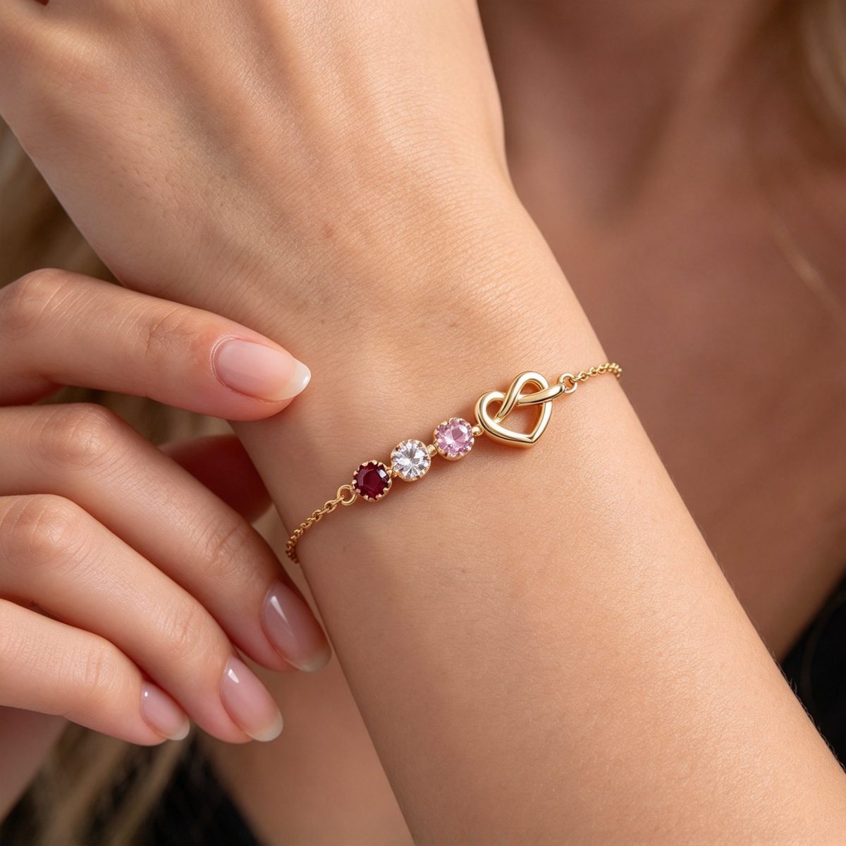 Love Knot Family Birthstone Bracelet — 7