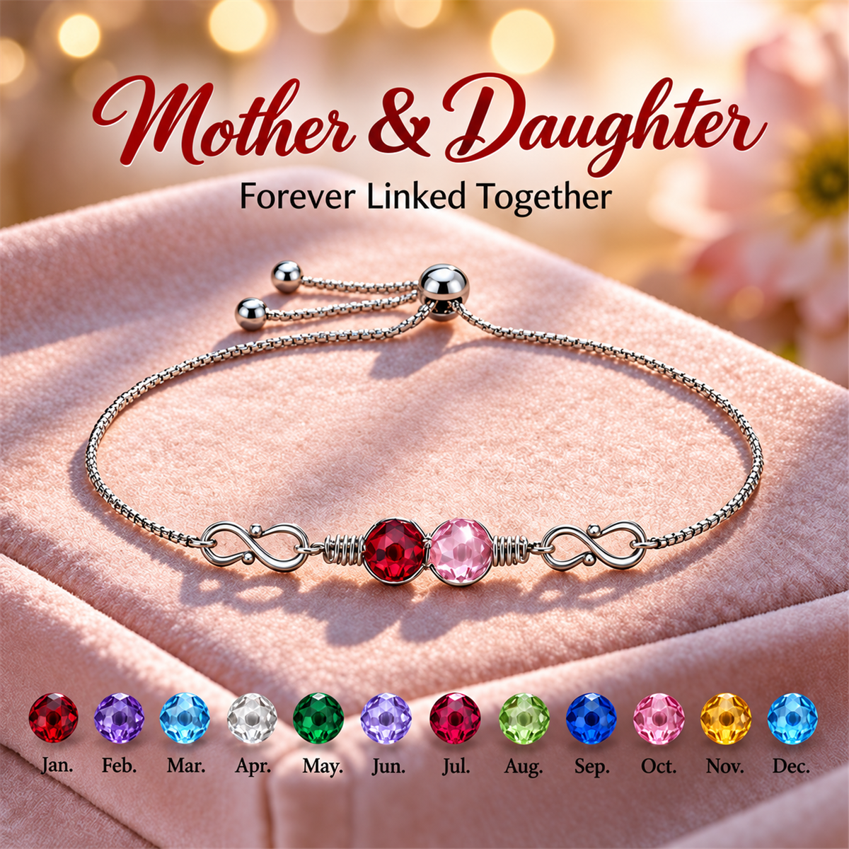 Mother & Daughter Infinity Birthstone Bracelet — 7