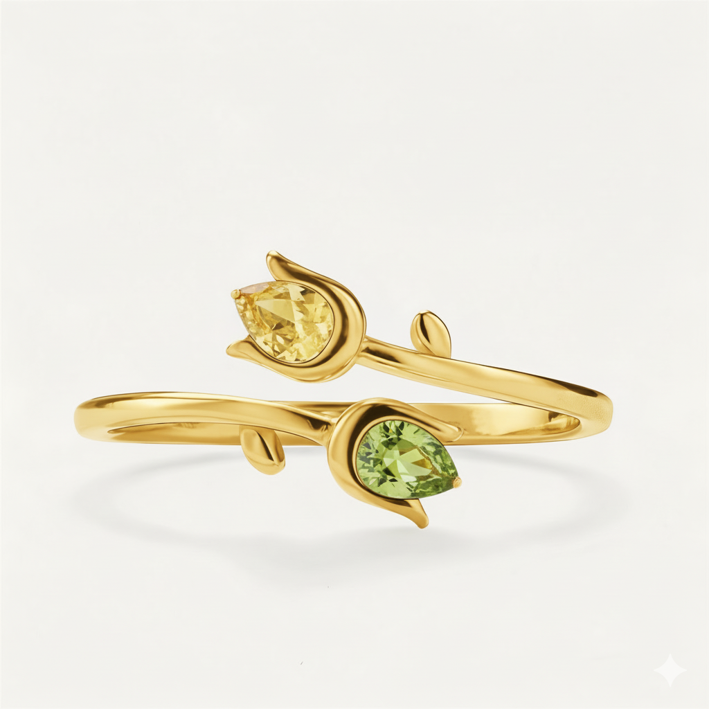 Mother & Daughter Tulip Birthstone Ring — 3