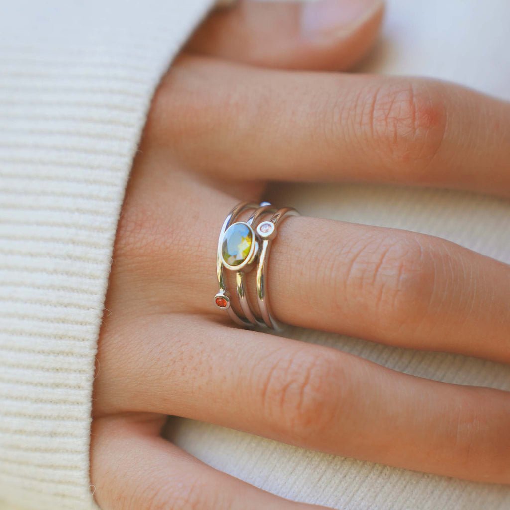 Mother & Family Stacking Birthstone Rings — 2