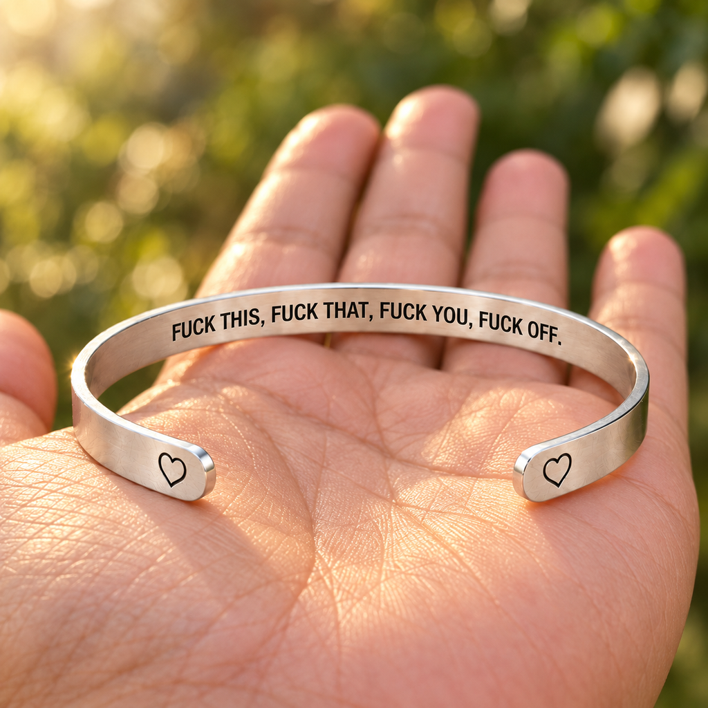 Officially Done Engraved Mantra Cuff — 2