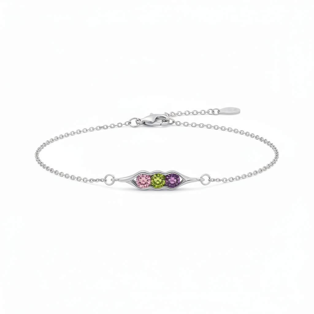 Peas in a Pod Birthstone Bracelet — 3
