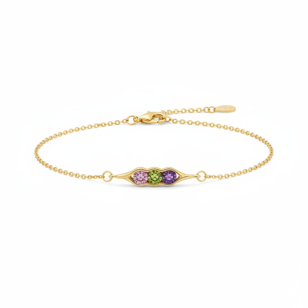Peas in a Pod Birthstone Bracelet — 8