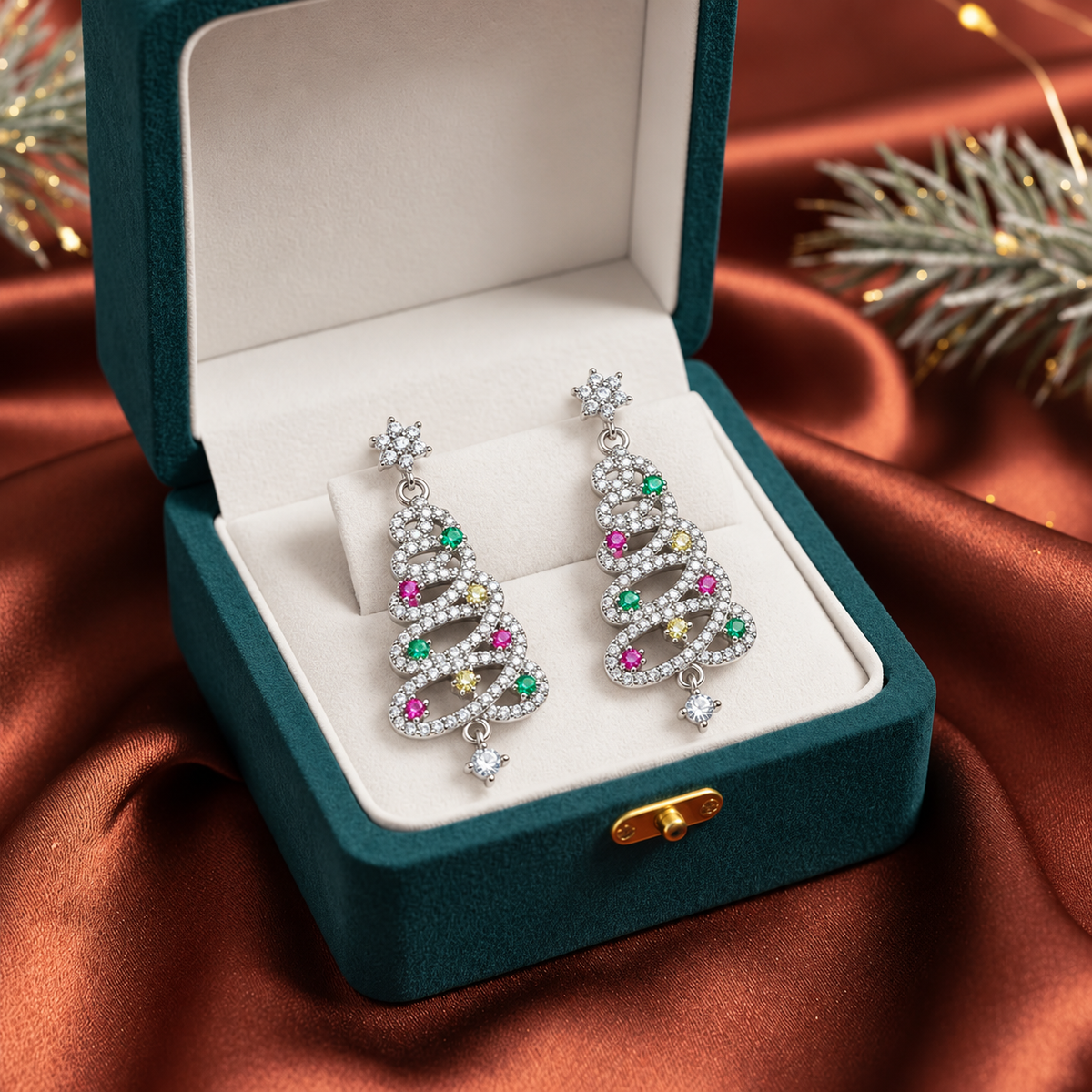 Rhinestone Christmas Tree Earrings — 4