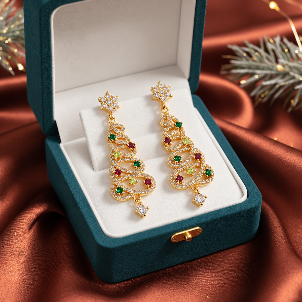 Rhinestone Christmas Tree Earrings — 5